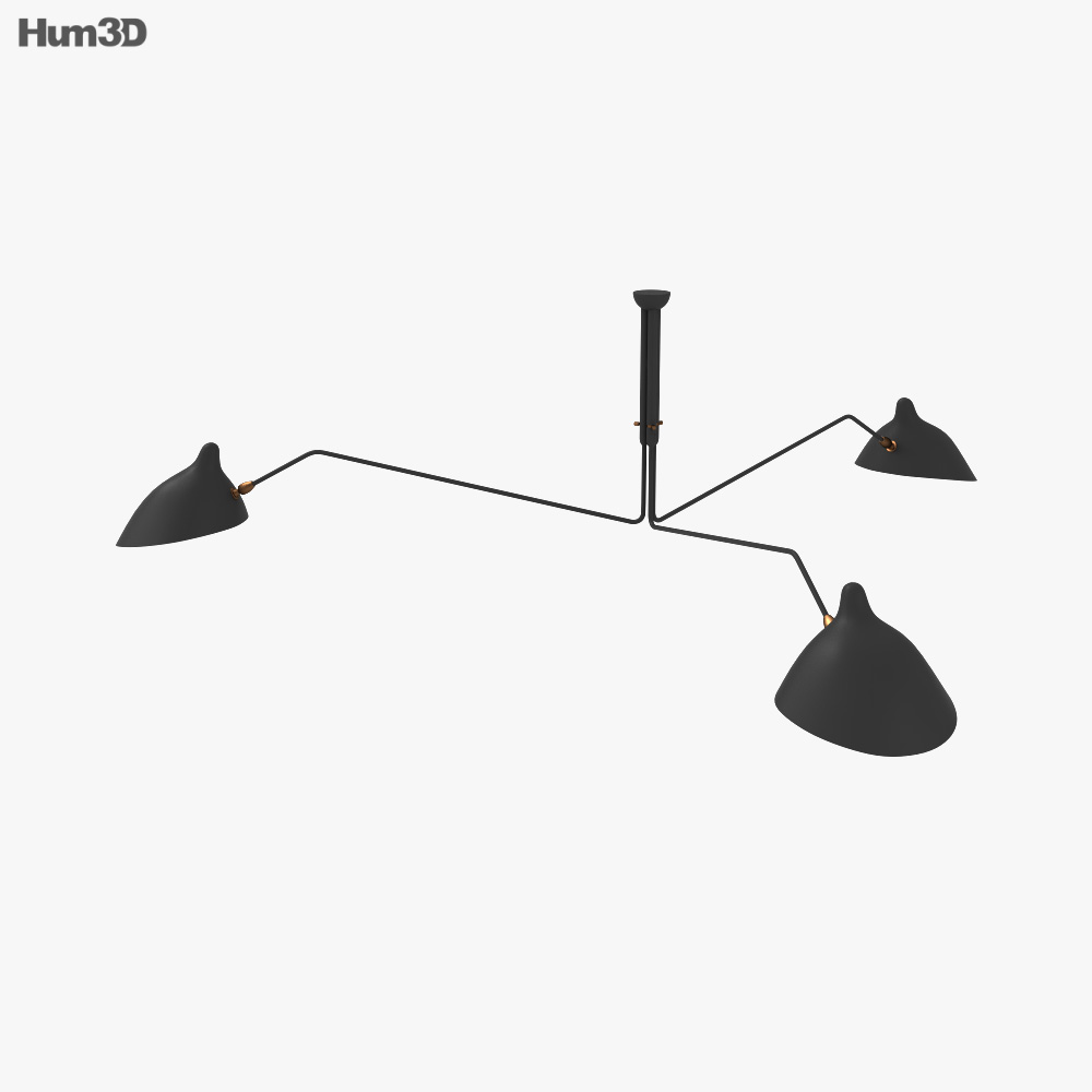 Serge Mouille Three Arm Ceiling lamp 3D model