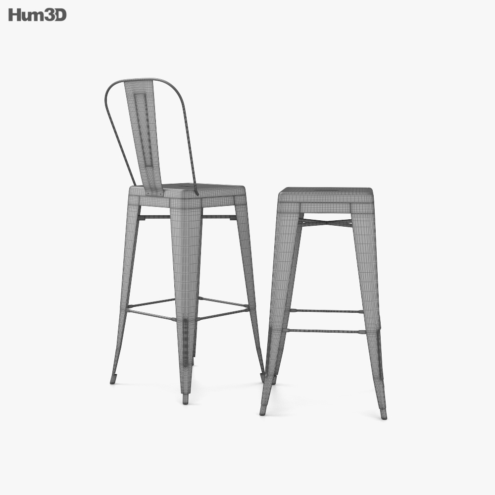 Tolix Bar stool 3D model - Furniture on Hum3D
