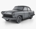 GAZ 21 Volga 1962 3d model wire render