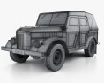 GAZ 69A 1953 3D模型 wire render