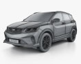 Geely Coolray 2022 3D 모델  wire render