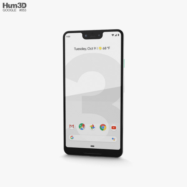 Google Pixel 3 XL Clearly White 3Dモデル