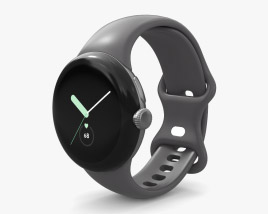 Google Pixel Watch Polished Silver Case Charcoal Band 3D 모델 