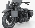 Harley-Davidson WLA 1941 US Army Motorcycle 3d model wire render