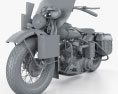 Harley-Davidson WLA 1941 US Army Motorcycle 3D-Modell clay render