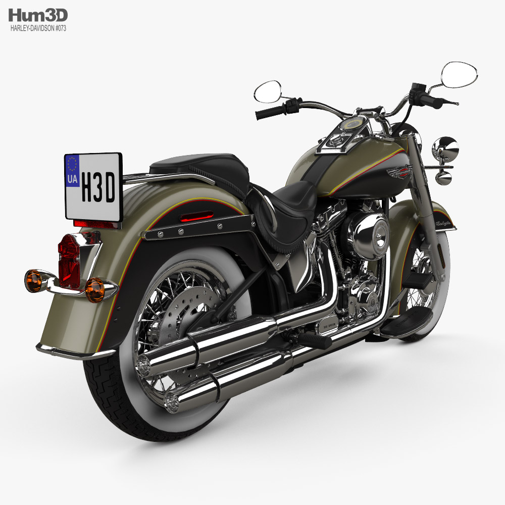 Harley-Davidson Softail Deluxe with HQ dashboard 2006 3D 모델  back view