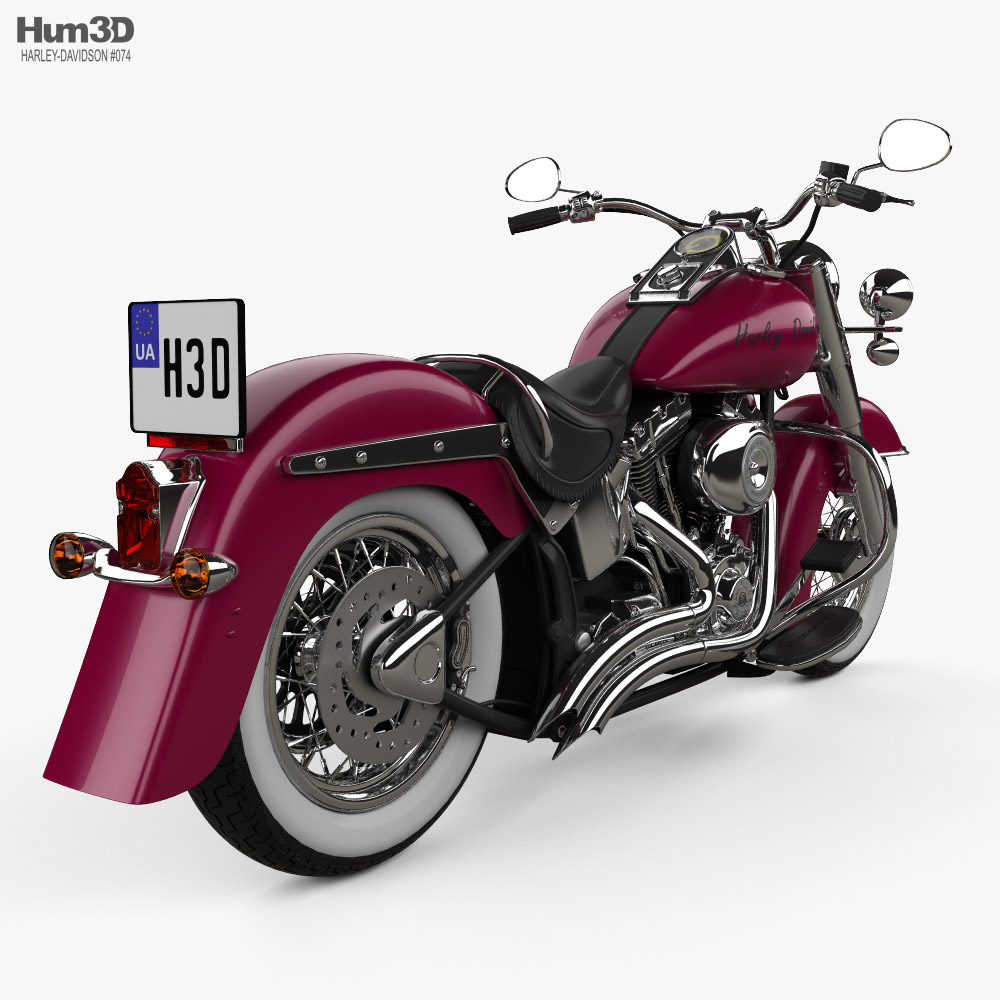 Harley-Davidson Softail Deluxe Custom with HQ dashboard 2006 3d model back view