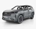 Haval H6 with HQ interior 2022 3d model wire render