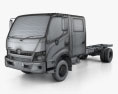 Hino 300 Crew Cab Chassis Truck 2019 3d model wire render