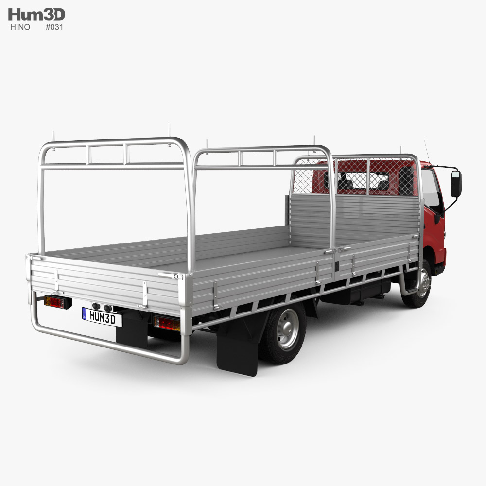 Hino 300 Flatbed Truck 2022 3d model back view