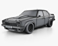 Holden Torana 4ドア レースカー HQインテリアと 1977 3Dモデル wire render