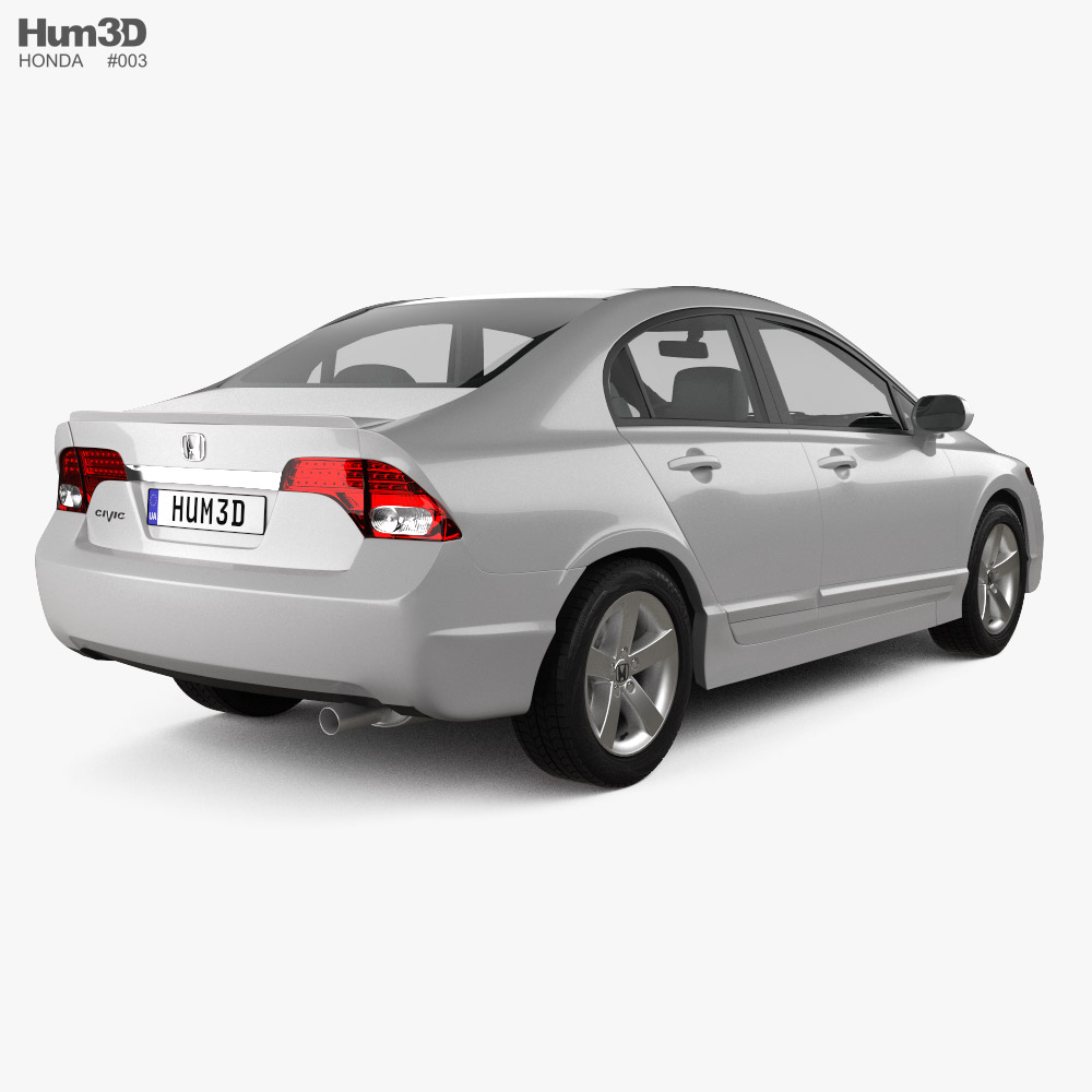 Honda Civic 세단 2009 3D 모델  back view
