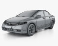 Honda Civic 세단 2009 3D 모델  wire render