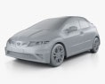 Honda Civic TypeR 2011 3d model clay render