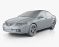 Honda Accord 세단 2003 3D 모델  clay render