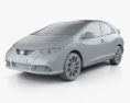Honda Civic EU 2015 3d model clay render