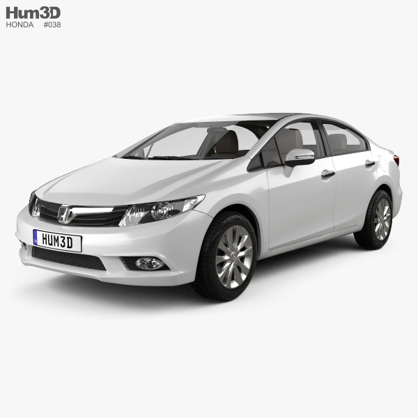 Honda Civic sedan mit Innenraum 2012 3D-Modell