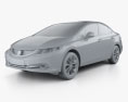 Honda Civic sedan 2015 3D-Modell clay render
