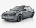 Honda Civic 2005 3D 모델  wire render