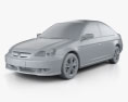 Honda Civic 2005 3D-Modell clay render