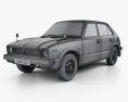 Honda Civic 4ドア 1976 3Dモデル wire render