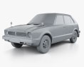 Honda Civic 4ドア 1976 3Dモデル clay render
