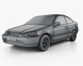 Honda Civic coupe 2000 3d model wire render