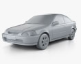 Honda Civic coupe 2000 3d model clay render