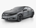 Honda Civic sedan Touring 2019 3d model wire render