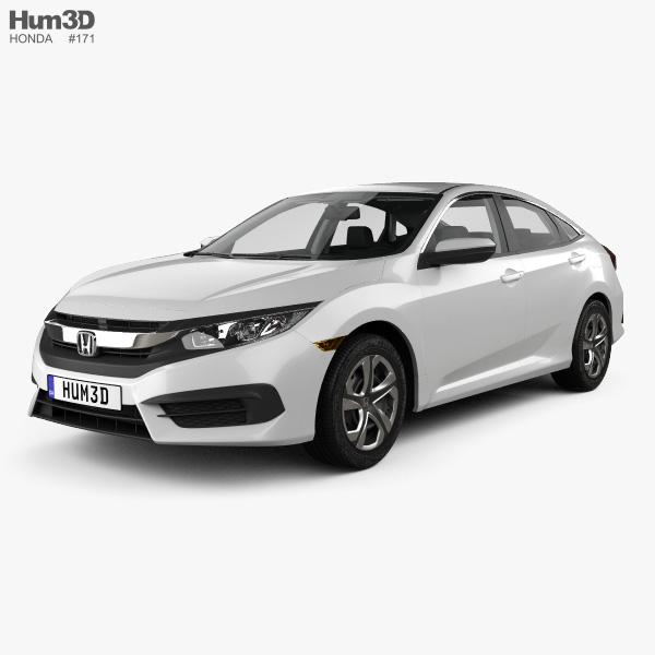 Honda Civic LX con interni 2016 Modello 3D