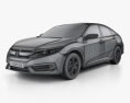 Honda Civic LX with HQ interior 2019 3d model wire render