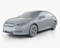 Honda Civic LX mit Innenraum 2016 3D-Modell clay render
