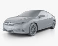 Honda Civic coupe 2019 3d model clay render