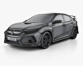 Honda Civic Type-R Prototype hatchback with HQ interior 2019 3d model wire render