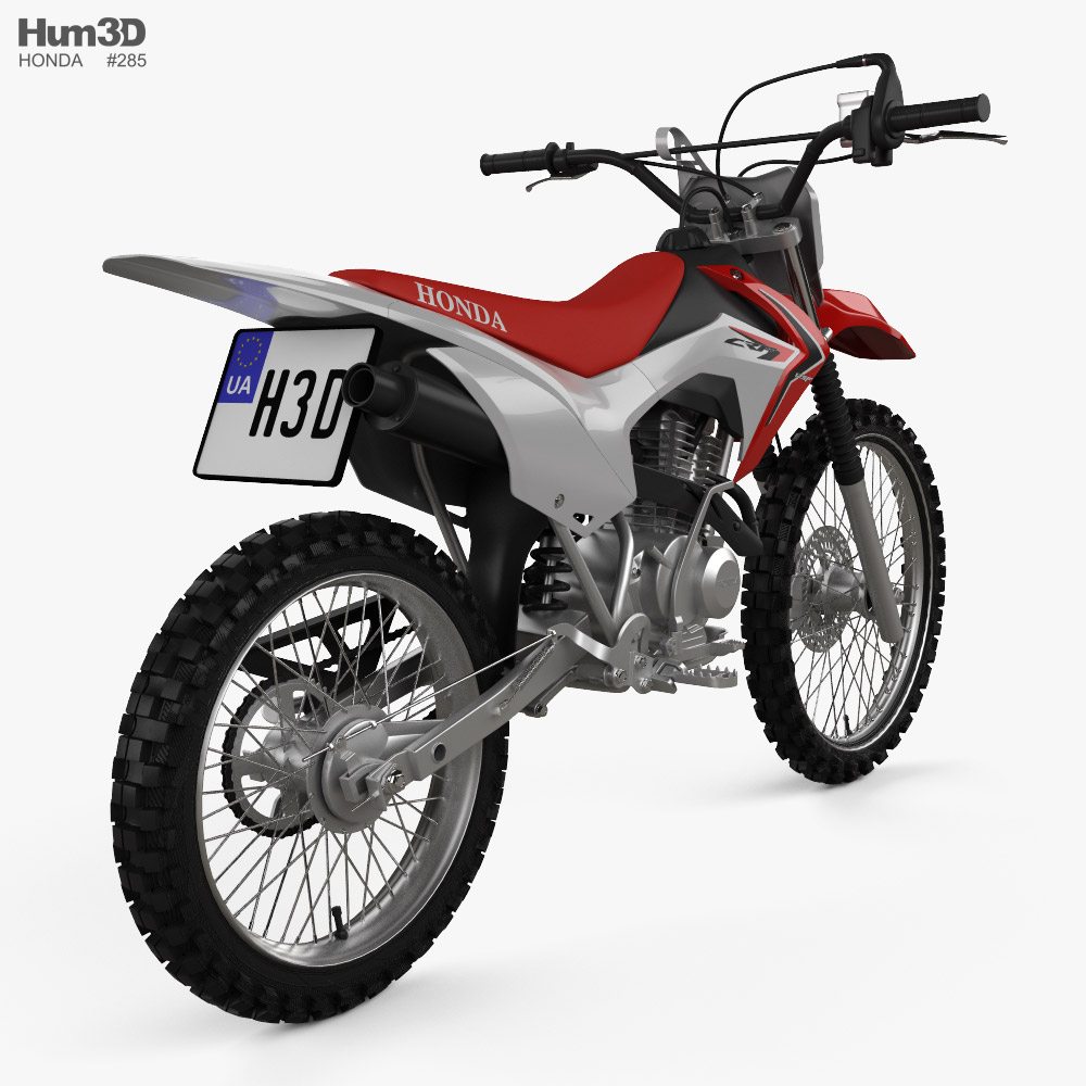 Honda CRF125F with HQ dashboard 2013 3d model back view