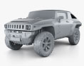 Hummer HX 2008 3d model clay render