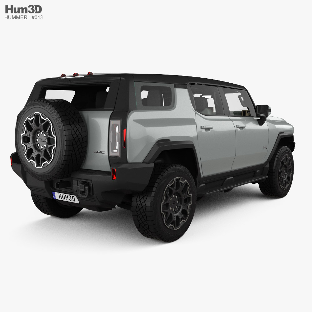 Hummer EV SUV with HQ interior 2023 3d model back view