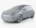 Hyundai i20 3도어 2010 3D 모델  clay render