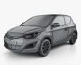 Hyundai i20 3ドア 2013 3Dモデル wire render