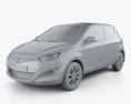 Hyundai i20 3-door 2015 3d model clay render
