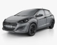 Hyundai i30 5门 2015 3D模型 wire render