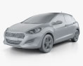 Hyundai i30 5 puertas 2015 Modelo 3D clay render
