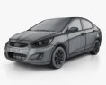 Hyundai Accent (RB) sedan with HQ interior 2017 3d model wire render