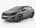 Hyundai i40 wagon with HQ interior 2015 3d model wire render