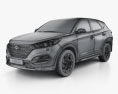 Hyundai Tucson with HQ interior 2019 3d model wire render