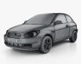 Hyundai Accent (MC) hatchback 3-door 2011 3d model wire render