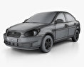 Hyundai Accent (MC) sedan 2011 3d model wire render