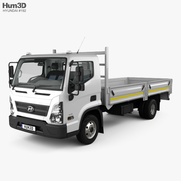 Hyundai Mighty EX8 Flatbed Truck with HQ interior and engine 2022 3D model