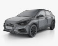 Hyundai Accent 掀背车 2017 3D模型 wire render