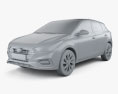 Hyundai Accent 掀背车 2017 3D模型 clay render